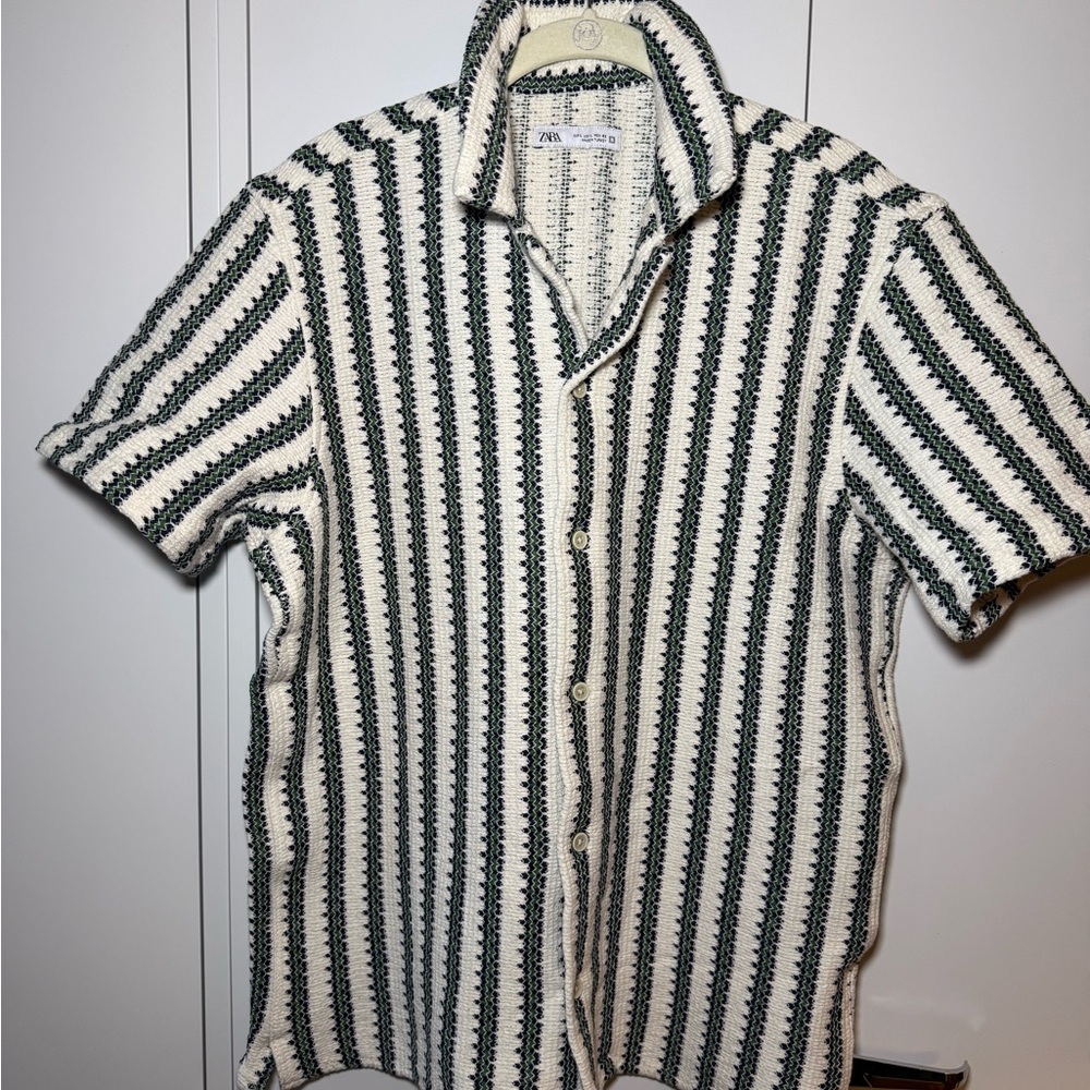 Zara Crochet Casual Button Down Shirt